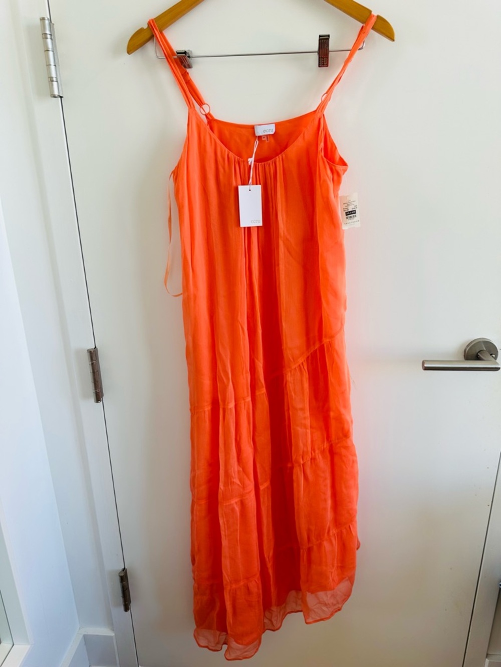 NEVER WEAR ECRU Vibrant Orange Spaghetti Strap Maxi Dress